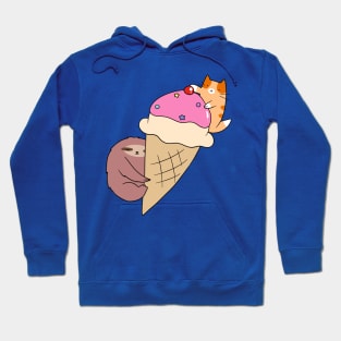 Cat and Sloth Icecream Cone Hoodie